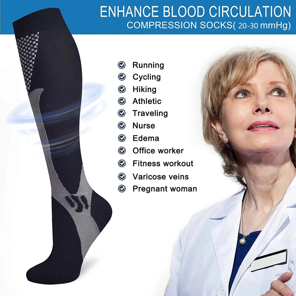 Running Compression Socks Varicose Veins Football Basketball Hiking 20-30mmhg Sports Socks Diabetes Edema Pregnancy Nurse Socks