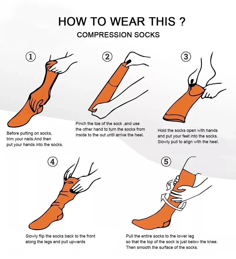 Running Compression Socks Varicose Veins Football Basketball Hiking 20-30mmhg Sports Socks Diabetes Edema Pregnancy Nurse Socks