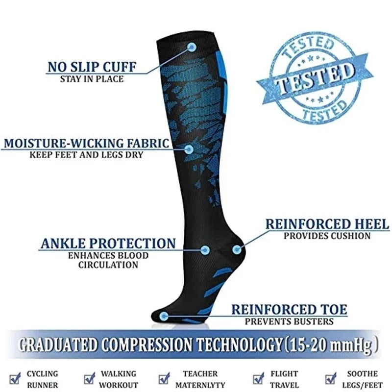 Unisex Compression Socks 20–30 mmHg | Athletic Support & Everyday Comfort
