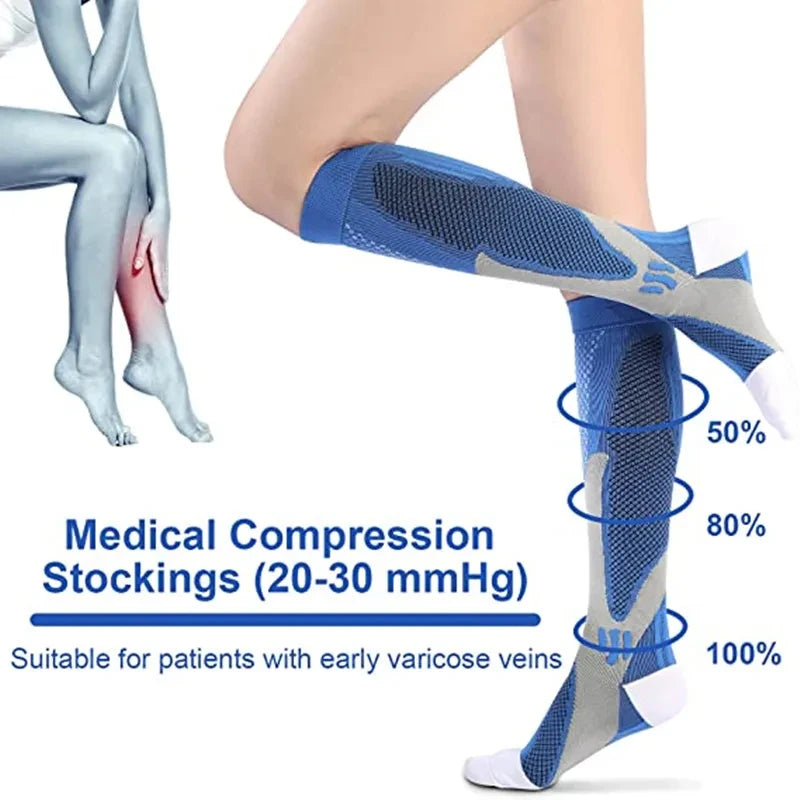 Running Compression Socks Varicose Veins Football Basketball Hiking 20-30mmhg Sports Socks Diabetes Edema Pregnancy Nurse Socks
